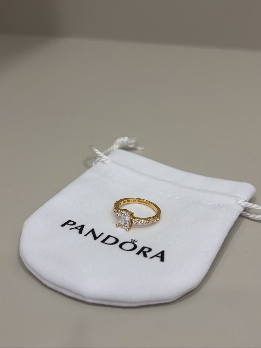 Pandora Gold Cubic Zirconia Halo Engagement Ring - Gold